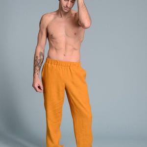 TEO Men&#39;s Linen Trousers, Custom Size Natural Linen Pants for Men, Men&#39;s Yoga Pants, Petite, Plus Size, Tall, Men&#39;s Flax Linen Clothing