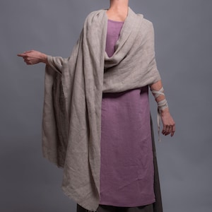 Meditation Prayer Shawl Wrap Wide, Extra Long Linen Scarf image 6