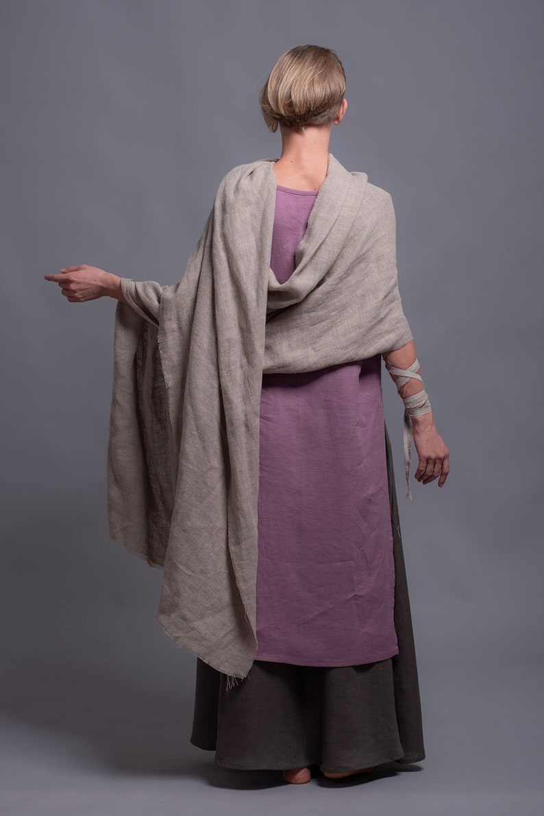 Meditation Prayer Shawl Wrap Wide, Extra Long Linen Scarf image 6