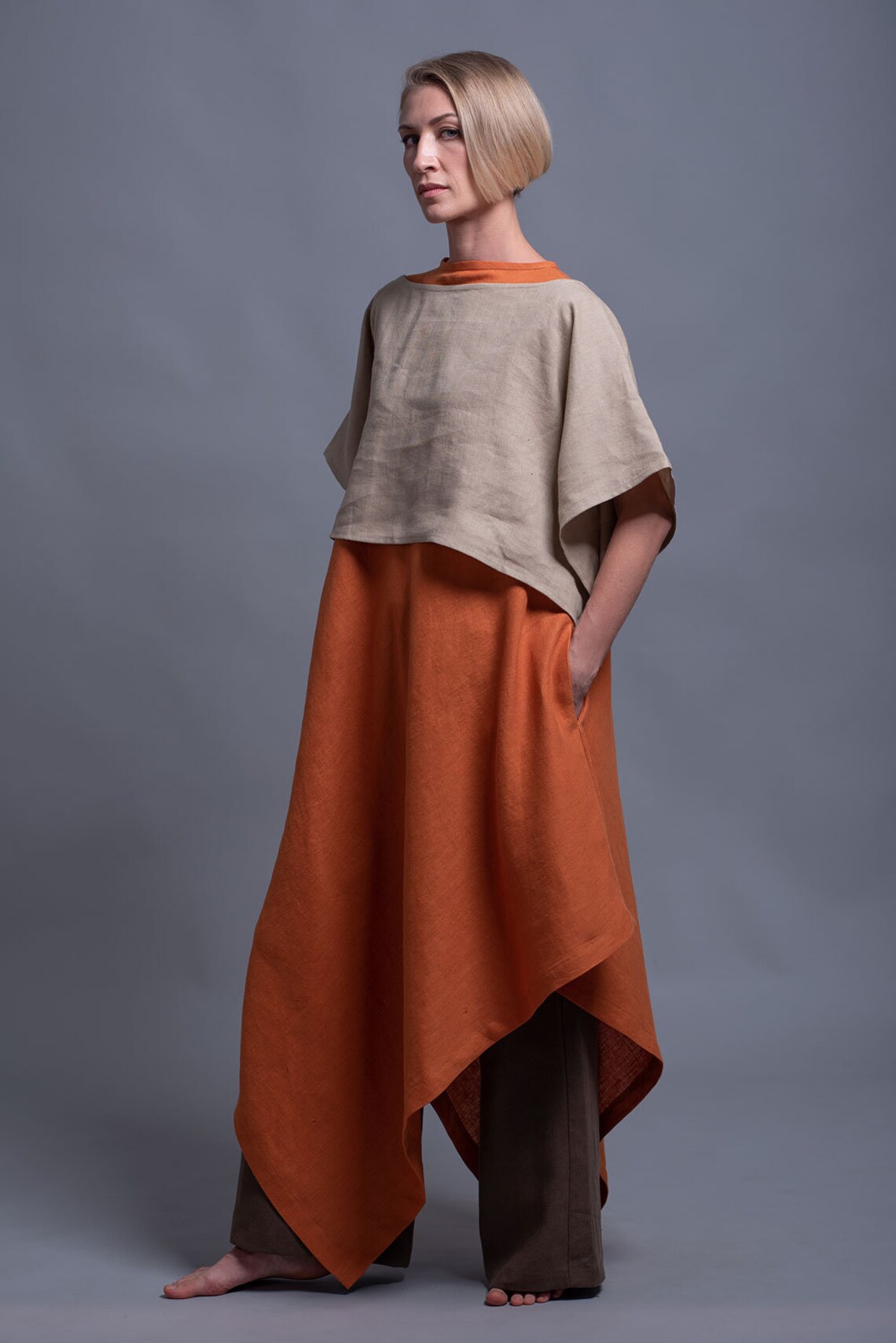 YUCCA Long Linen Tunic Dress Asymmetrical Loose Fitting | Etsy