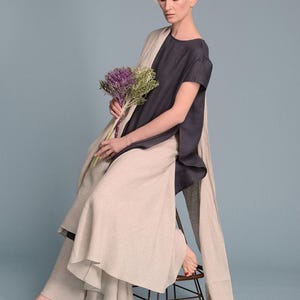 Linen Maxi Skirt, Full Circle Skirt, Elastic Waist, Boho Clothing image 4