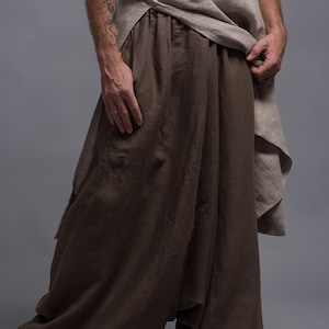 Pure Linen Harem Pants With Side Pockets Washed Linen Pants - Etsy