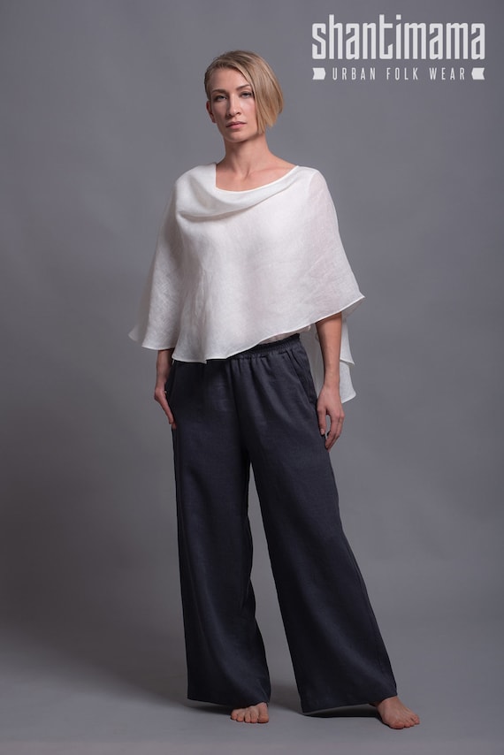 Loose Fit Linen Pants BORA, Women Summer Soft Linen Trousers, Wide