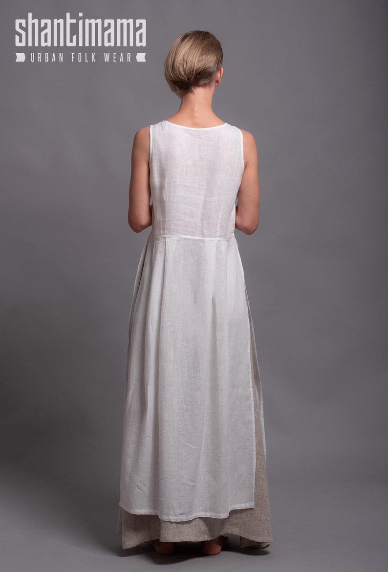 White Linen Tunic NERO, Soft Linen Summer Day Dress, Lagenlook Top, Gray Linen Dress, Feminine Medieval Dress, 5 colors, Petit Plus Size image 3