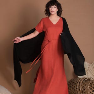 Summer Linen Dress with belt for Women MICHAL, Tailored Linen Ladies Clothing, Custom Made, Petite, Tall, Plus Size