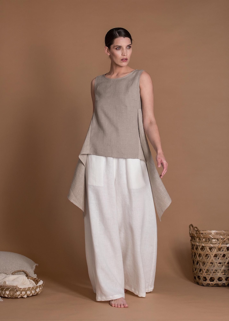 Asymmetric High Low Hem Linen Tunic ORLY For Women image 4