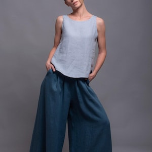 Linen Tank Top MAHA Sleeveless Summer Blouse Shirt Tee Women, Petite - Plus Size, Modern linen clothes