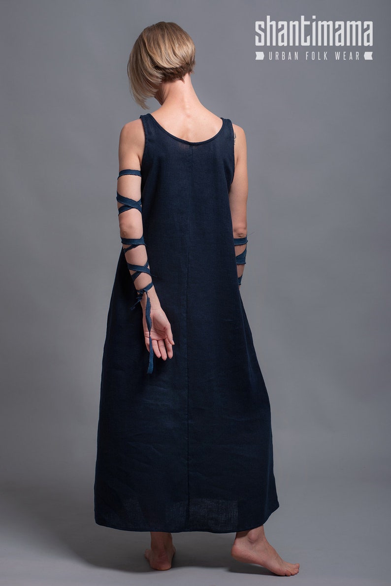 Long linen tank dress