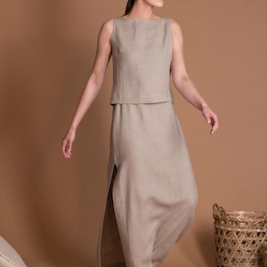 Tailored Sleeveless Linen Blouse For Women TAMAR