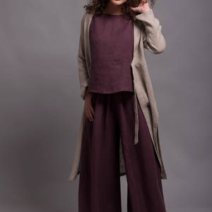 Wide Leg Linen Pants RANI, Flax Palazzo Trousers With Pockets, High ...