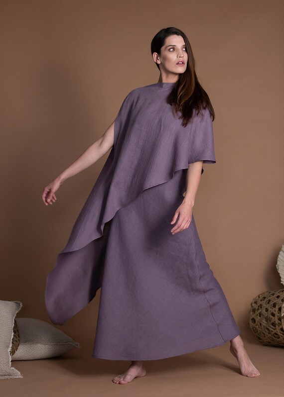 Linen Slip Dress, Bias Cut Flax Gown, Sustainable Summer Clothing