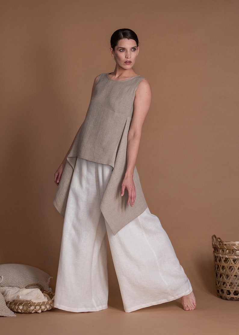 Asymmetric High Low Hem Linen Tunic ORLY For Women image 1
