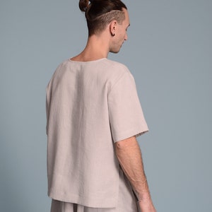 Men's Linen Outfit 2 items Linen Harem Pants & Linen Shirt Petite, Regular, Plus Size, Tall Custom Made Men's Clothes image 4