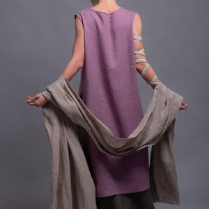Sleeveless Linen Tunic Dress, V-Neck Summer Flax Top, Eco Clothes image 2