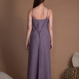 Linen Sundress VERED, Bias Cut Maxi Slip Dress image 6