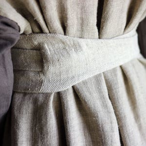 Linen Wrap Belt MARU, Obi Belt, Sash in natural linen color, Womens Wide Waist Tie Belt, Boho Bohemian Sash, Linen Accessories Plus size image 7
