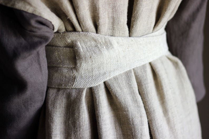 Linen Wrap Belt MARU, Obi Belt, Sash in natural linen color, Womens Wide Waist Tie Belt, Boho Bohemian Sash, Linen Accessories Plus size image 7