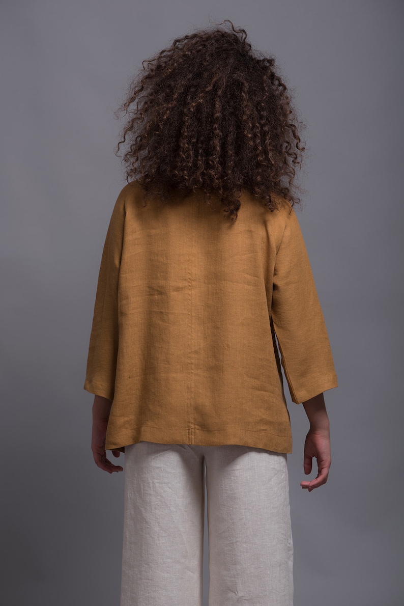 SOVA Linen Blouse for Women Gray Linen Top Long Raglan Etsy