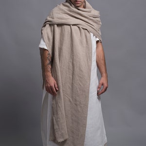 Meditation Prayer Shawl Wrap Wide, Extra Long Linen Scarf image 4