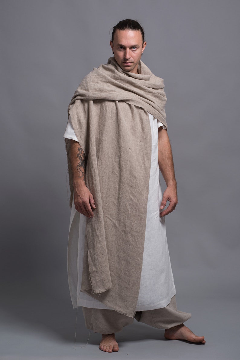 Meditation Prayer Shawl Wrap Wide, Extra Long Linen Scarf image 4