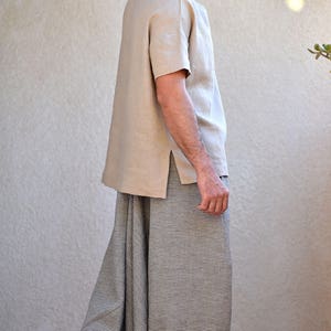 Striped Linen Harem Pants for Men