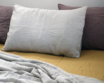 Funda de almohada de lino puro con cierre de sobre