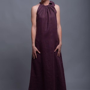Halter Tie Neck Linen Dress TAYA