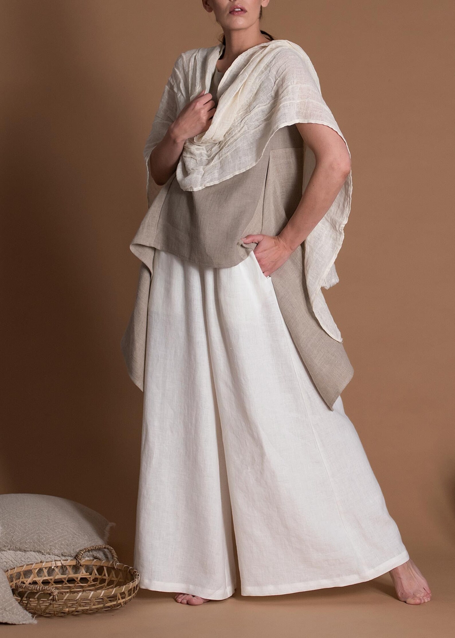 White Linen Palazzo Pants AGAM Women's Tall Wide Leg Etsy