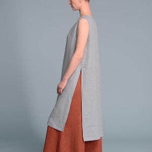 Sleeveless Linen Tunic Dress, V-Neck Summer Flax Top, Eco Clothes image 6