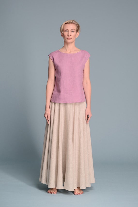 SOD Linen Blouse, Short Sleeve Linen Summer Top, Petite, Tall, Plus Size,  Custom Size Women's Flax Linen Clothing 