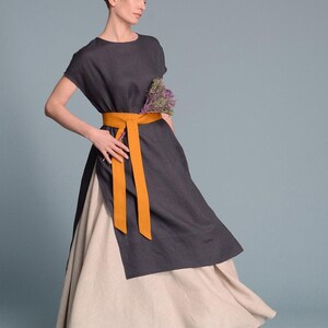 Linen Maxi Skirt, Full Circle Skirt, Elastic Waist, Boho Clothing image 5