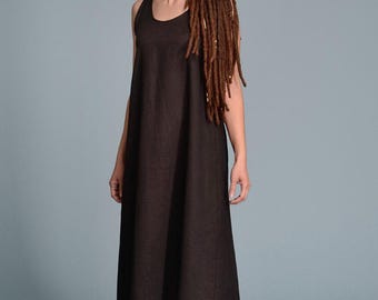 Minimalist Linen Dress, Handmade Flax Loungewear