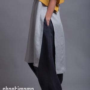 Sleeveless Linen Tunic Dress, V-Neck Summer Flax Top, Eco Clothes image 10