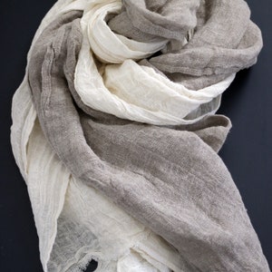 Long Coarser Linen Scarf Soft Natural Flax or Ivory - Etsy
