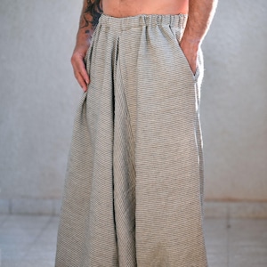 Striped Linen Harem Pants for Men