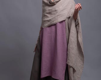 Chal de lino natural: bufanda unisex extra larga, ancha y ligera.