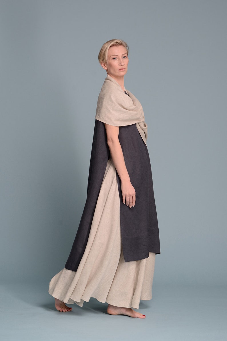 PERAH Maxi Full Circle Linen Skirt, Soft Light Linen Long Flare Skirt, Summer Flax Linen Women's Clothes, Custom size Petit, Tall, Plus Size image 3