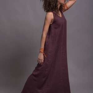 Long linen tank dress