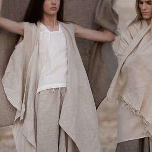 Wool & Linen Shawl Wrap Gender Neutral Adult Clothes Desert Hues: Agender Linen Collection image 2