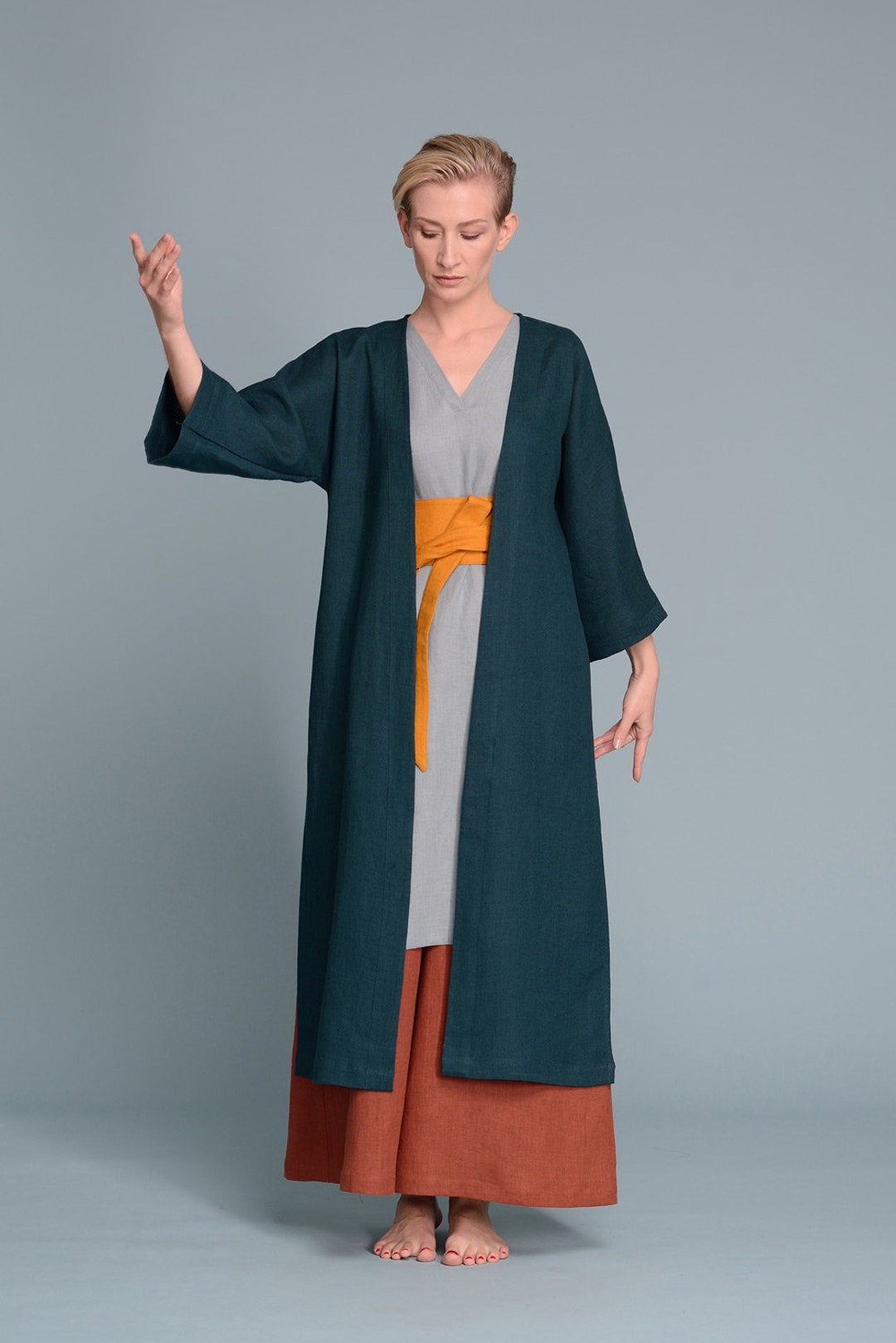 Long Linen Kimono Jacket VARAU Etsy
