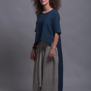 Linen Outfit | 2 Items | Harem Pants and Loose Fit Top | Petite, Tall, Plus Size Linen Clothes | Made-to-measure Flax Clothing for Women
