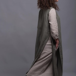 Outfit - 3 pieces - Linen Dress NIKA + Long Linen Underdress OLA + Flax Apron Dress LINAS, Washed Linen Womens Clothing, Lagenlook Dress