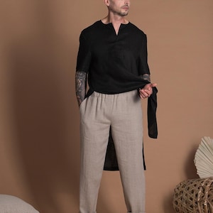 Pantalones de lino para hombre YOSH, pantalones de lino natural hechos a medida para hombre, tallas pequeñas, grandes y altas. Ropa de lino para hombre a medida.