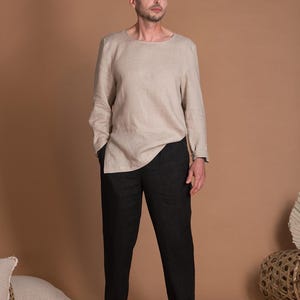 Lichtgewicht linnen overhemd voor heren DANIEL met lange mouwen | Vlaslinnen kleding voor heren