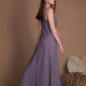 Linen Sundress VERED, Bias Cut Maxi Slip Dress image 7