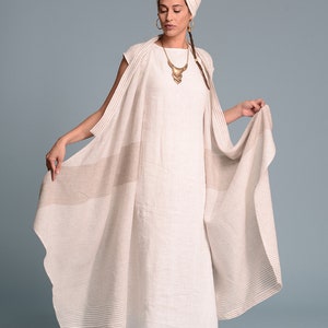 YOFFI Long & Wide Linen Vest, Women Maxi Sleeveless Linen Jacket, Lagenlook Boho Rustic Wedding Cardigan, Custom Made - Petite - Plus Size