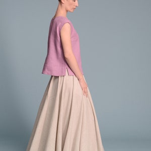 PERAH Maxi Full Circle Linen Skirt, Soft Light Linen Long Flare Skirt, Summer Flax Linen Women's Clothes, Custom size Petit, Tall, Plus Size image 6