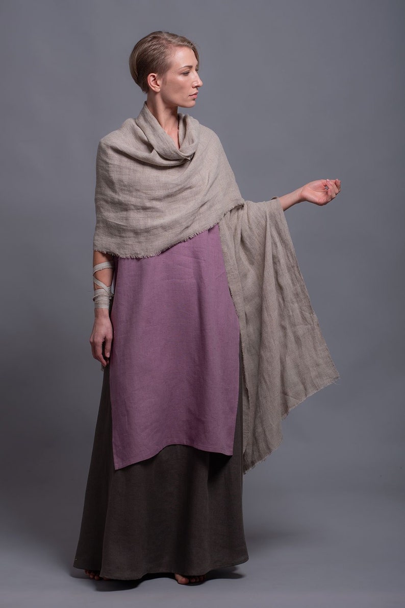 Meditation Prayer Shawl Wrap Wide, Extra Long Linen Scarf image 1