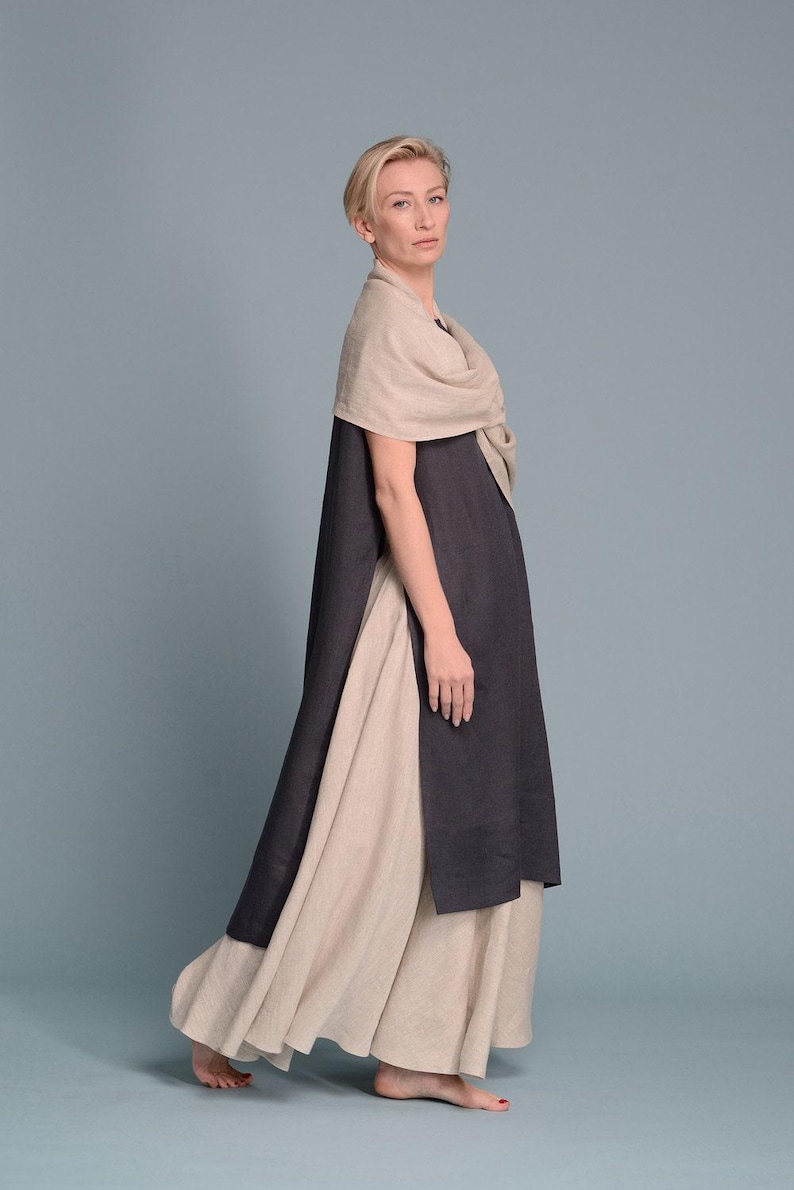 Linen Maxi Skirt, Full Circle Skirt, Elastic Waist, Boho Clothing image 3