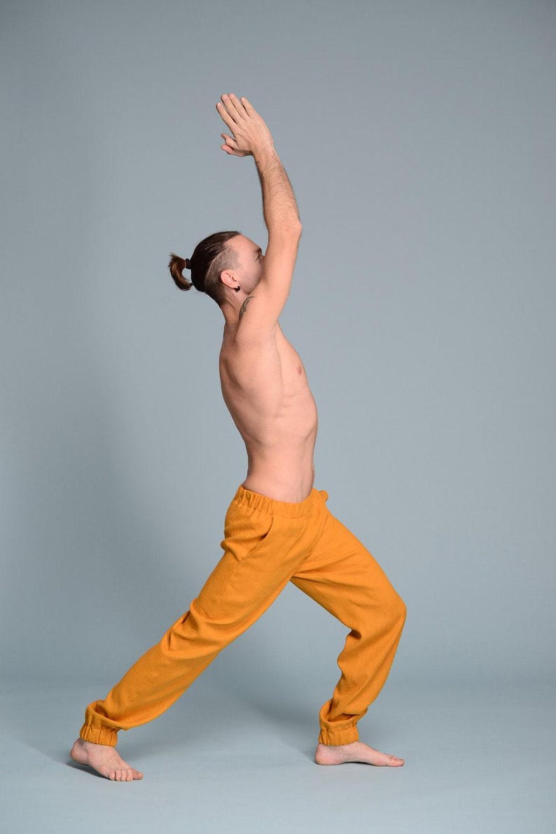 Relaxed fit linen trousers men everyday wear